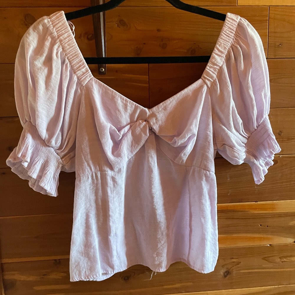 Nine West Elegant Lavender Puff Sleeve Top / Blouse